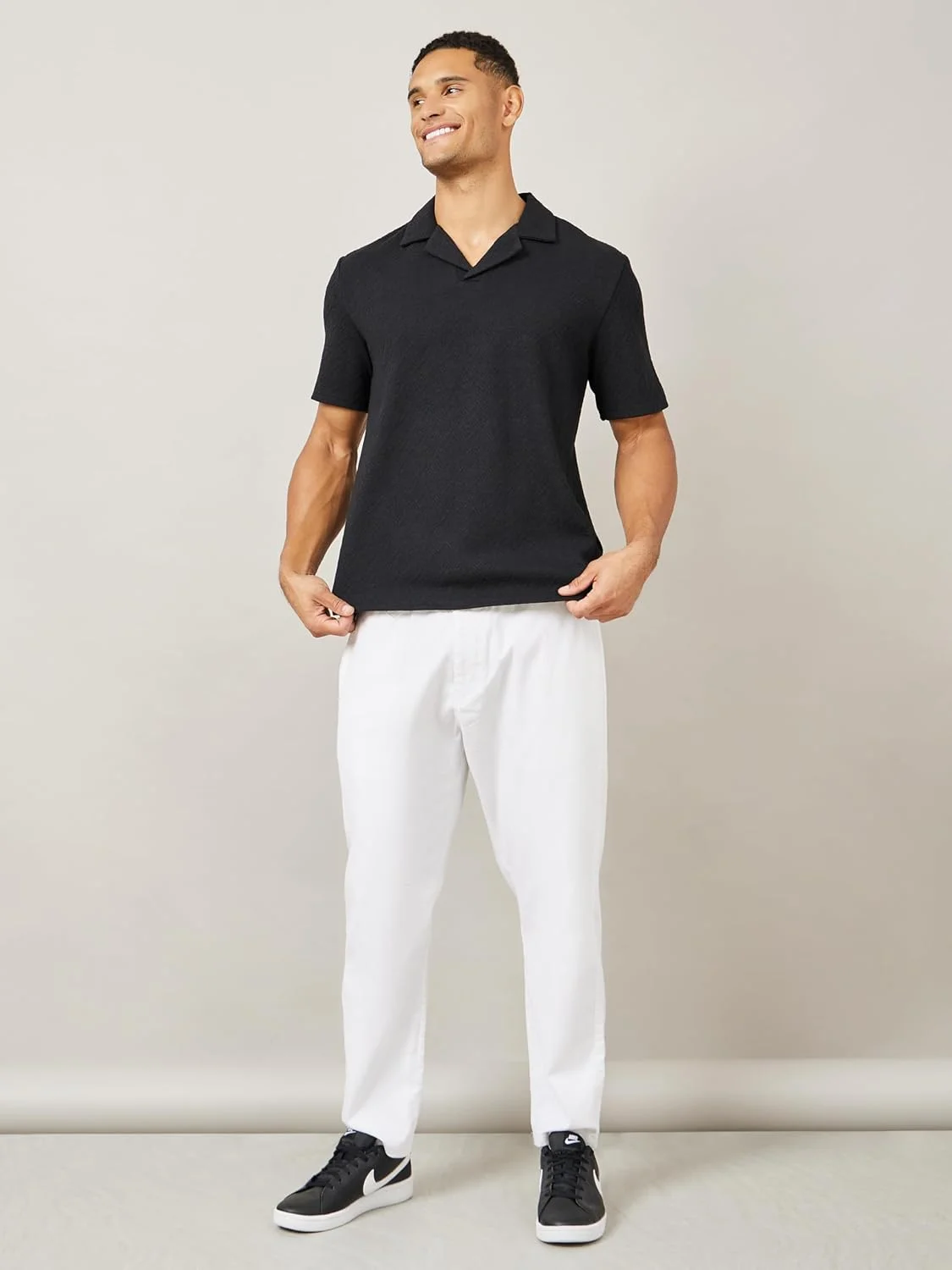 پولوشرت مردانه استایلی بافت شیورون با یقه برگردان