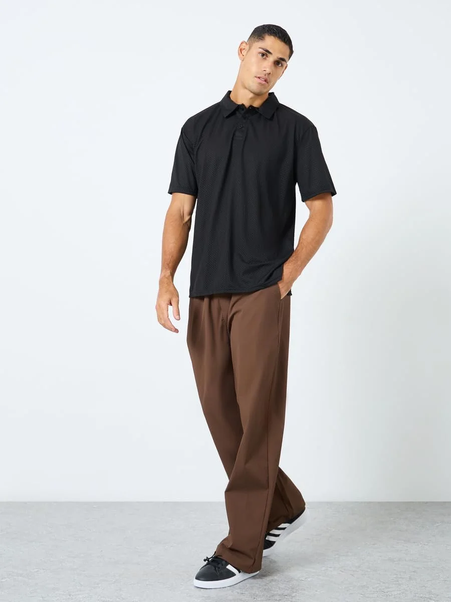 پولوشرت مردانه استایلی با بافت دکمه دار - مدل معمولی
