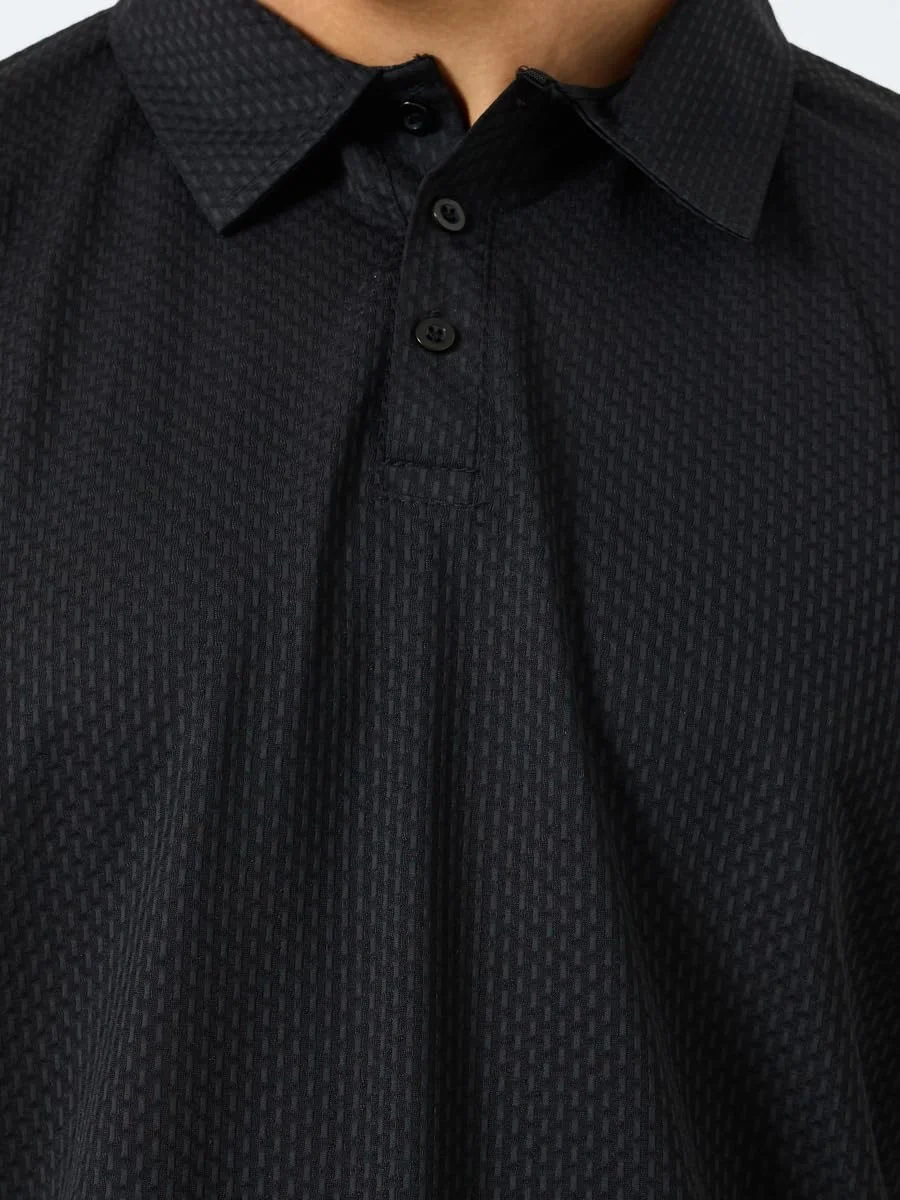 پولوشرت مردانه استایلی با بافت دکمه دار - مدل معمولی