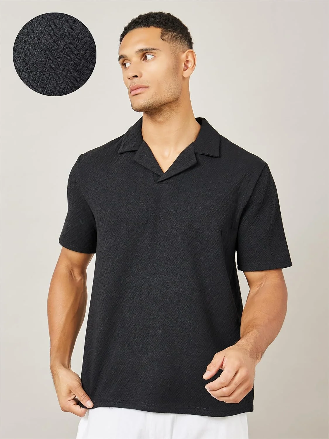 پولوشرت مردانه استایلی بافت شیورون با یقه برگردان