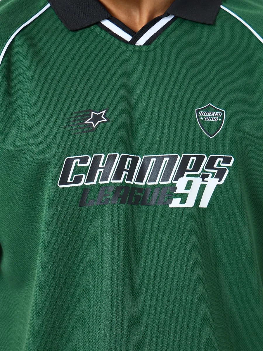 تی شرت پولو مردانه استایلی با طرح نوشته بزرگ