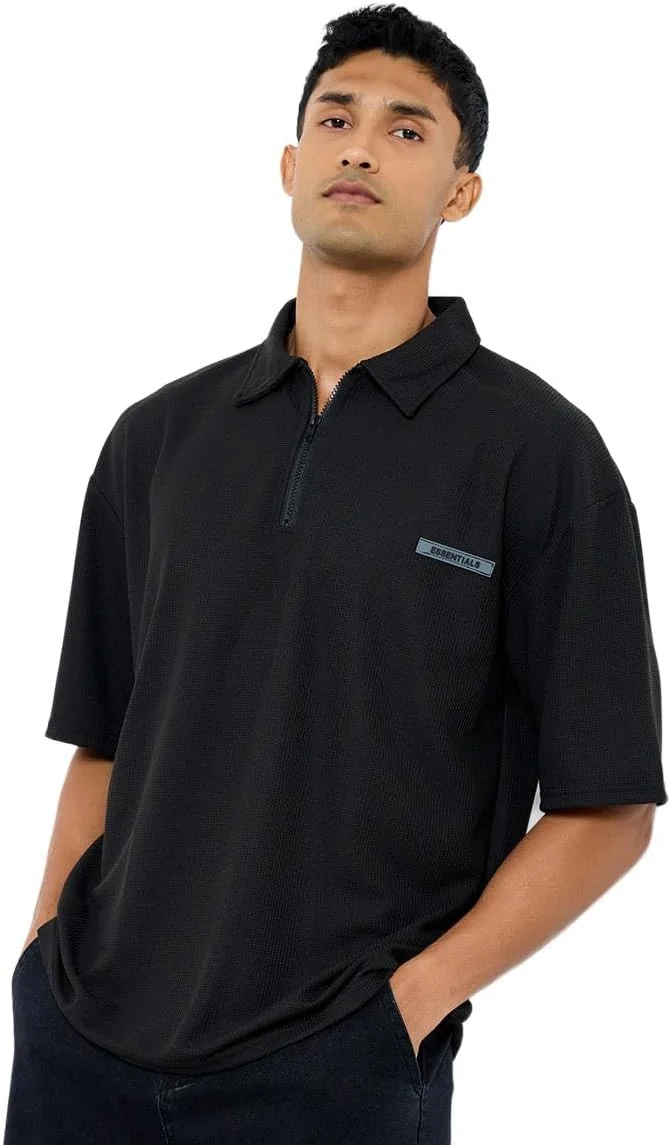 تی شرت پولو مردانه استایلی مشکی سایز بزرگ