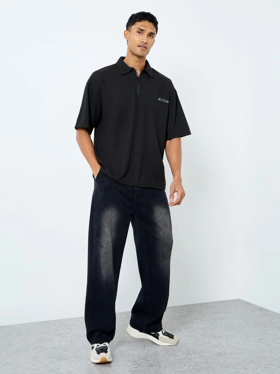 تی شرت پولو مردانه استایلی مشکی سایز بزرگ