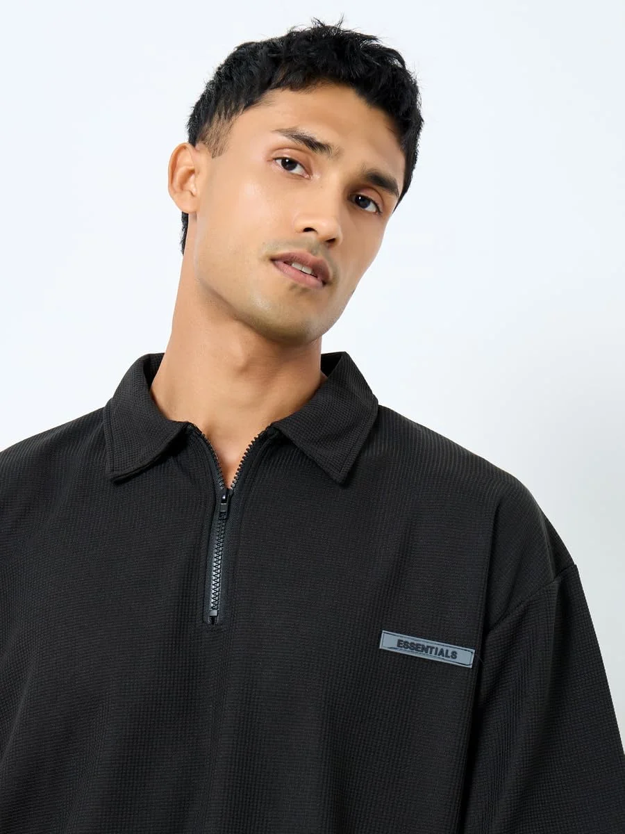 تی شرت پولو مردانه استایلی مشکی سایز بزرگ