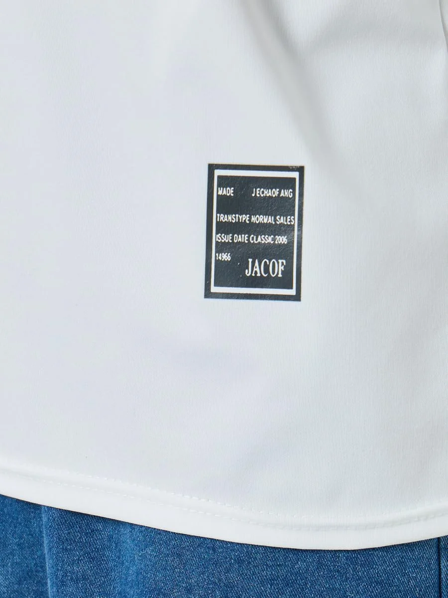 پولوشرت مردانه STYLI، سفید، طرح راه راه، مدل معمولی پولوشرت مردانه STYLI، سفید، طرح راه راه، مدل معمولی