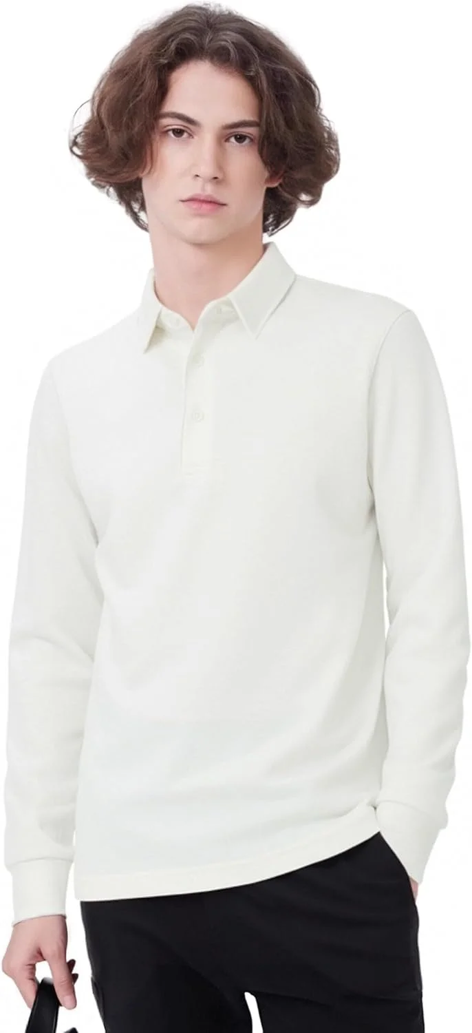 پولوشرت آستین بلند مردانه نخی، پولوشرت کلاسیک گلف با فرم معمولی مناسب پاییز و زمستان گرم، تی شرت آستین کامل مردانه، پولوشرت مردانه سایز M-XXL