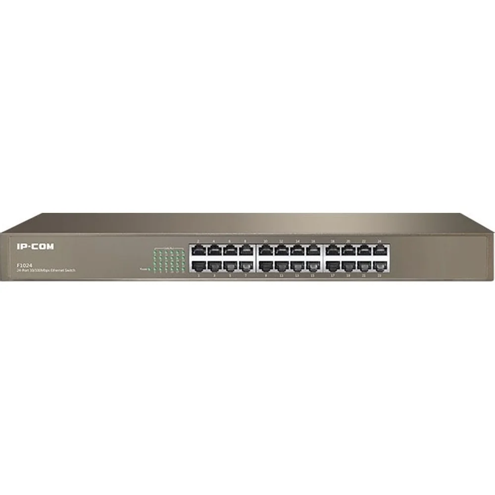 سوئیچ رکمونت 24 پورت فست اترنت IP COM F1024 با سرعت 4.8 گیگابیت بر ثانیه، 3.57 میلیون بسته در ثانیه و محافظت 6000 ولت در برابر نوسانات برق | F1024