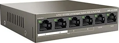 سوئیچ غیر مدیریتی 6 پورت 100M با 4 پورت PoE مدل IP COM F1106P-4-63W