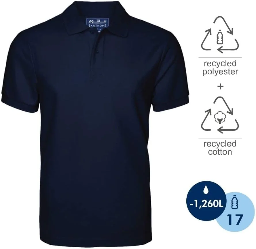 تی شرت پولو مردانه | تی شرت پولو آستین کوتاه مردانه، پولوهای PRO EARTH از Santhome، تی شرت پولو مردانه 100% بازیافتی با یقه - آستین کوتاه، برش معمولی