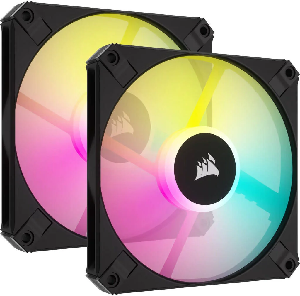 فن باریک 120 میلیمتری PWM FDB مدل Corsair iCUE AF120 RGB SLIM، سرعت فن 2000 دور در دقیقه، جریان هوای 56.3 CFM، نویز فن 27.5 dBA، حالت Zero RPM، نوع جریان فشار استاتیک، بسته دوتایی، مشکی | CO-9050163-WW فن باریک 120 میلیمتری PWM FDB مدل Corsair iCUE AF120 RGB SLIM، سرعت فن 2000 دور در دقیقه، جریان هوای 56.3 CFM، نویز فن 27.5 dBA، حالت Zero RPM، نوع جریان فشار استاتیک، بسته دوتایی، مشکی | CO-9050163-WW