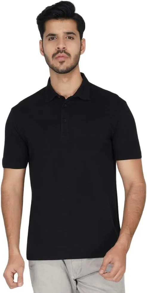 تی شرت پولو نخی مردانه Santhome - مشکی (سایز S)