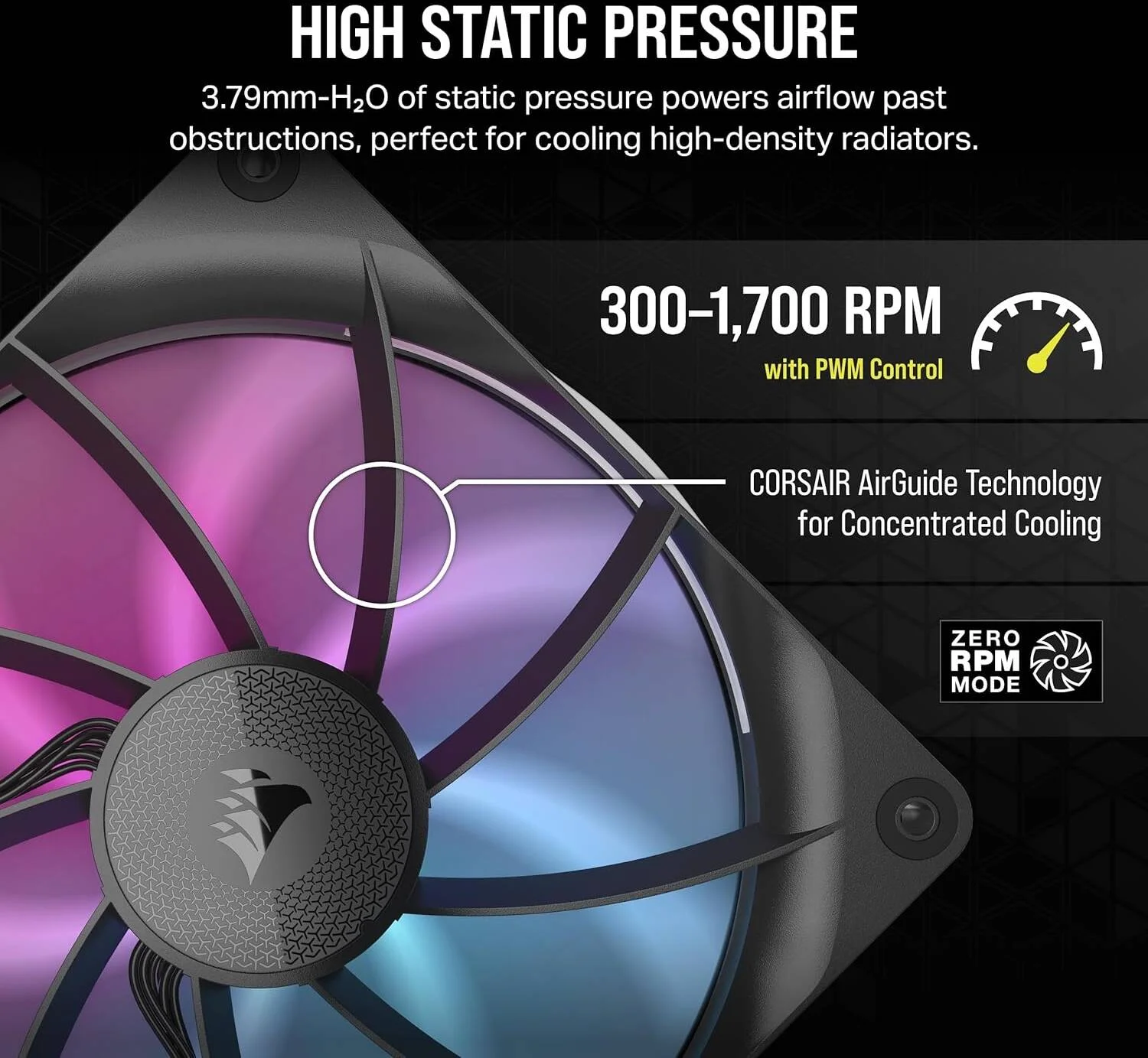 فن های PWM 140 میلی متری CORSAIR iCUE Link RX140 RGB با هاب سیستم iCUE Link، جریان هوای 17.9 - 94.7 CFM، سرعت 1700 دور در دقیقه، بلبرینگ مغناطیسی، بسته دو عددی، مشکی | CO-9051020-WW