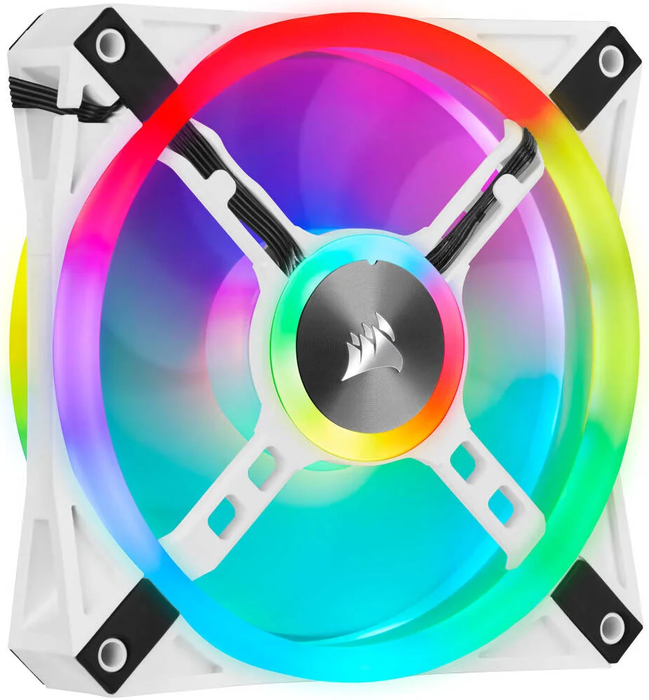 فن سه تایی 120 میلیمتری PWM مدل Corsair iCUE QL120 RGB با Lighting Node CORE، نوع بلبرینگ هیدرولیک، سرعت فن 1500 دور در دقیقه، جریان هوای فن 41.8 CFM، بستهبندی سهتایی، سفید | CO-9050104-WW فن سه تایی 120 میلیمتری PWM مدل Corsair iCUE QL120 RGB با Lighting Node CORE، نوع بلبرینگ هیدرولیک، سرعت فن 1500 دور در دقیقه، جریان هوای فن 41.8 CFM، بستهبندی سهتایی، سفید | CO-9050104-WW