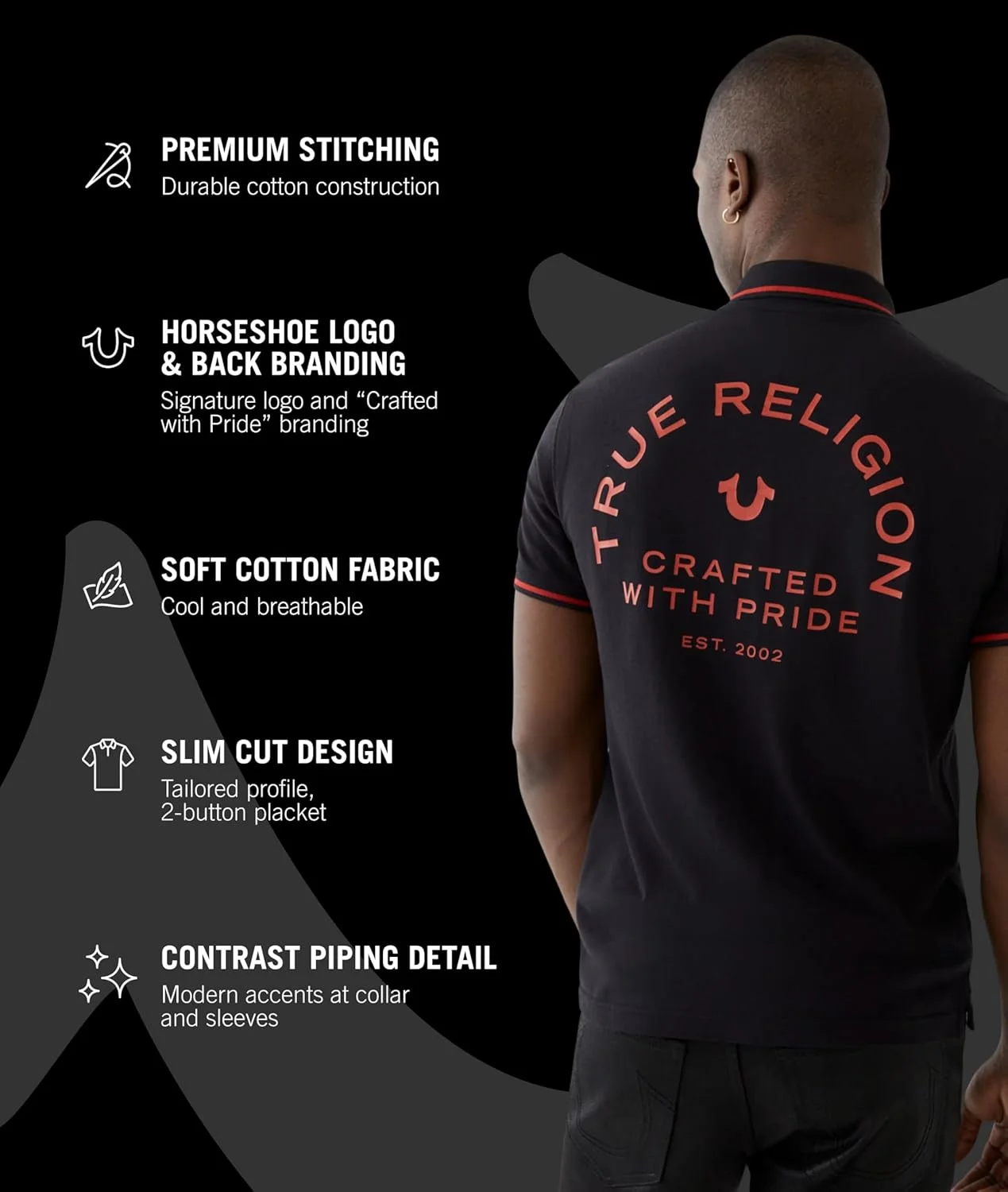 پولوشرت مردانه ترو ریلیجن با لوگوی حک شده و طراحی افتخارآمیز
