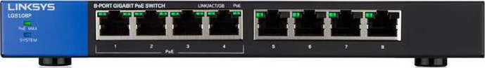 سوئیچ 8 پورت دسکتاپ گیگابیتی PoE+ لینکسیس مدل LGS108P