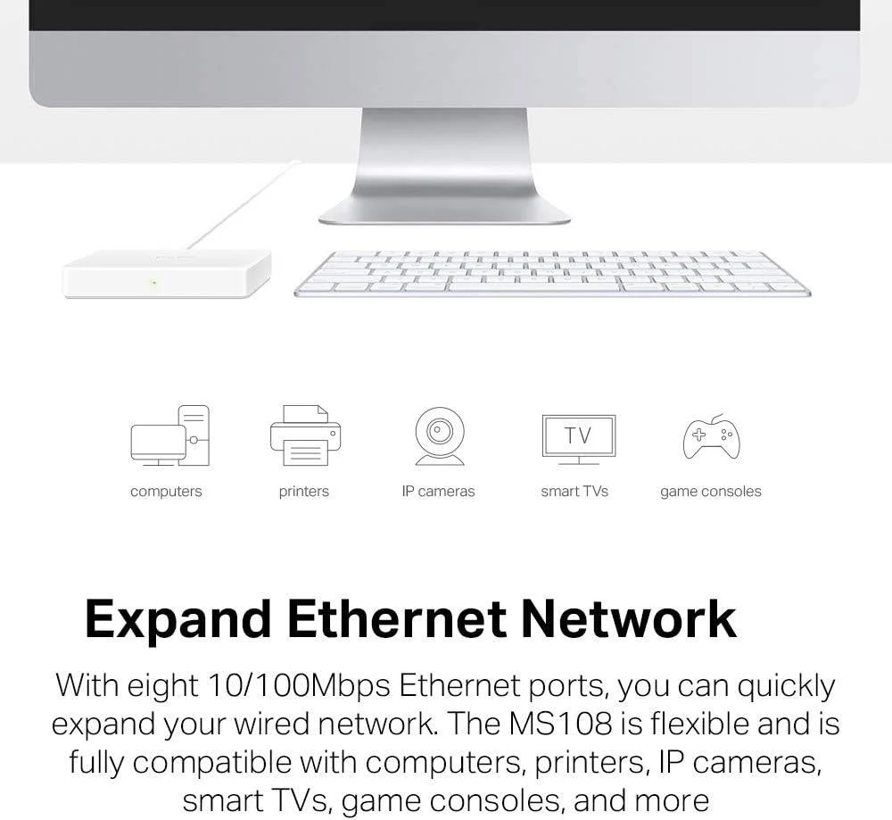 سوئیچ/هاب اترنت دسکتاپ 8 پورت 10/100 مگابیت بر ثانیه مرکوسیس، طراحی فوق العاده جمع و جور، اتصال و پخش، بدون نیاز به پیکربندی (MS108) سوئیچ/هاب اترنت دسکتاپ 8 پورت 10/100 مگابیت بر ثانیه مرکوسیس، طراحی فوق العاده جمع و جور، اتصال و پخش، بدون نیاز به پیکربندی (MS108)