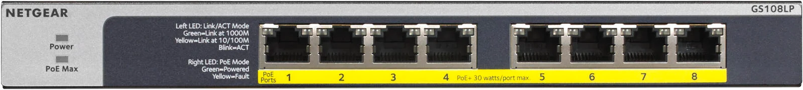 سوئیچ غیر مدیریتی 8 پورت گیگابیتی اترنت PoE+ نت گیر، با بودجه توان PoE کل 60 وات، پهنای باند 16 گیگابیت بر ثانیه، 8 پورت گیگابیتی اترنت PoE+، 803.3at / 802.3af PoE، نصب آسان سوئیچ غیر مدیریتی 8 پورت گیگابیتی اترنت PoE+ نت گیر، با بودجه توان PoE کل 60 وات، پهنای باند 16 گیگابیت بر ثانیه، 8 پورت گیگابیتی اترنت PoE+، 803.3at / 802.3af PoE، نصب آسان