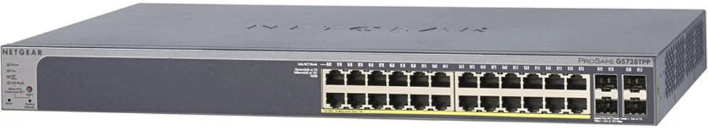 سوئیچ مدیریتی 24 پورت گیگابیتی PoE+ نت گیر مدل GS728TPP، دارای SFP، سوییچینگ 56 گیگابیت بر ثانیه، توان 380 وات، 24 پورت گیگابیت اترنت، قابل نصب در رک | GS728TPP-200AJS سوئیچ مدیریتی 24 پورت گیگابیتی PoE+ نت گیر مدل GS728TPP، دارای SFP، سوییچینگ 56 گیگابیت بر ثانیه، توان 380 وات، 24 پورت گیگابیت اترنت، قابل نصب در رک | GS728TPP-200AJS