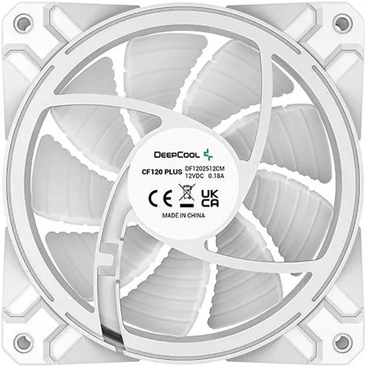 فن 120 میلی‌متری دیپ‌کول CF120 Plus، بسته 3 عددی، نورپردازی RGB LED آدرس‌پذیر، فن PWM 120 میلی‌متری، سفید | DP-F12-AR-CF120P-WH-3P
