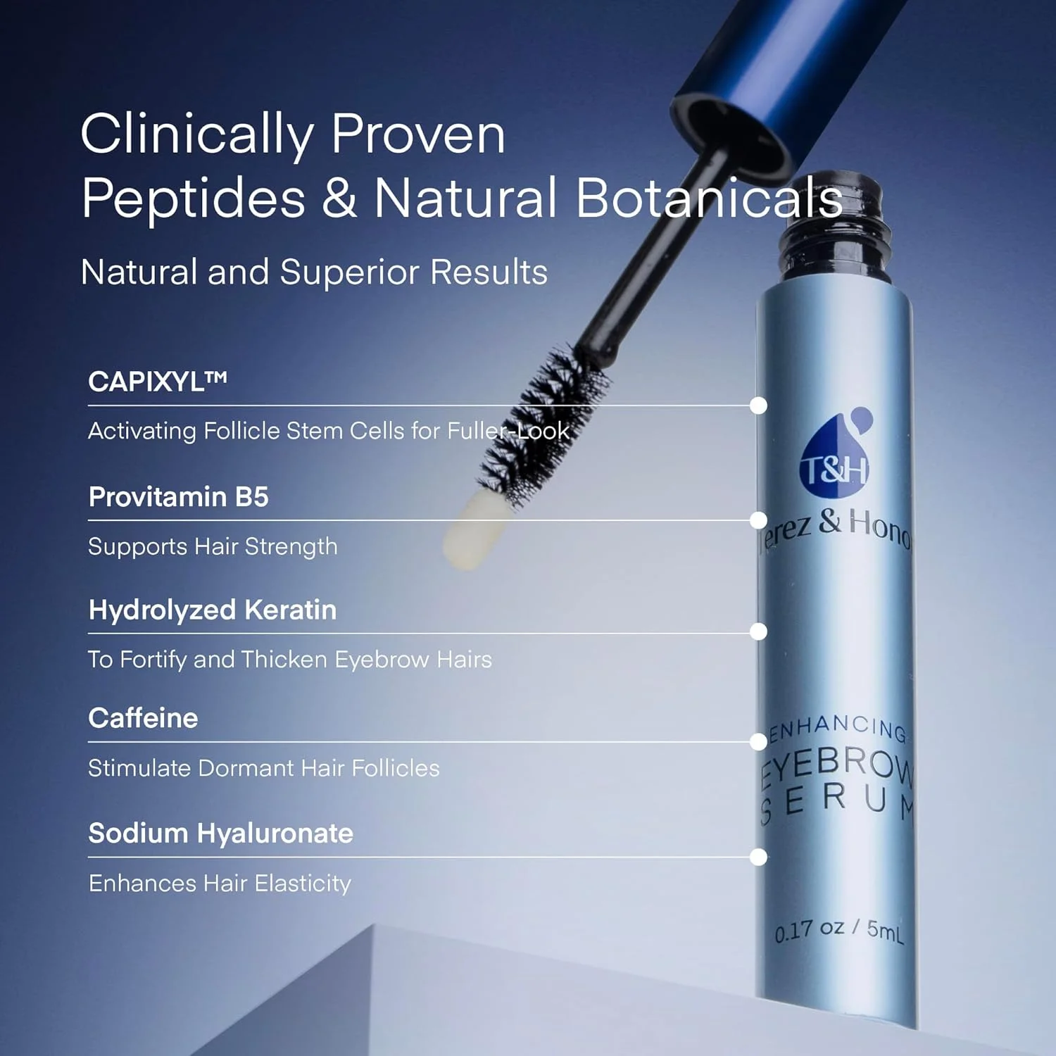 سرم تقویت کننده ابرو TEREZ & HONOR - سرم تقویت کننده طبیعی برای ابروهای ضخیم تر و رشد سریعتر، بلندتر و پرپشت تر - 5 میلی لیتر