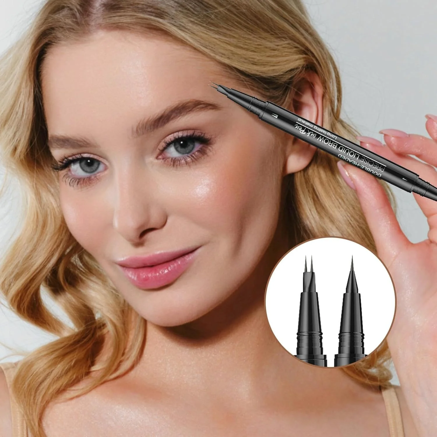 مداد ابرو دو سر برای بانوان - با قلم آرایشی ابرو با نوک 2 شاخه، برای دختران، آرایش ماندگار، حالت دهنده، فرم دهنده و مشخص کننده زیبایی روزانه