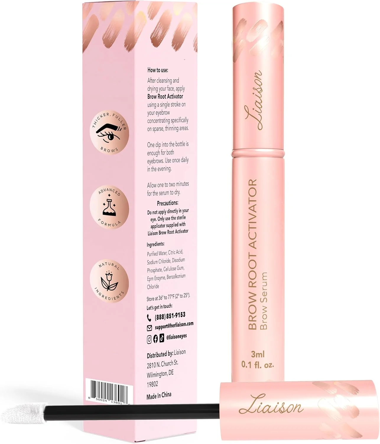 سرم تقویت کننده ابرو Liaison Brow Bond - کمپلکس رشد ابرو - تقویت کننده برای ابروهای بلندتر، پرپشت تر و ضخیم تر - وگان، بدون تست حیوانی، بدون پارابن و بدون تالک - فرمول بدون ایجاد حساسیت