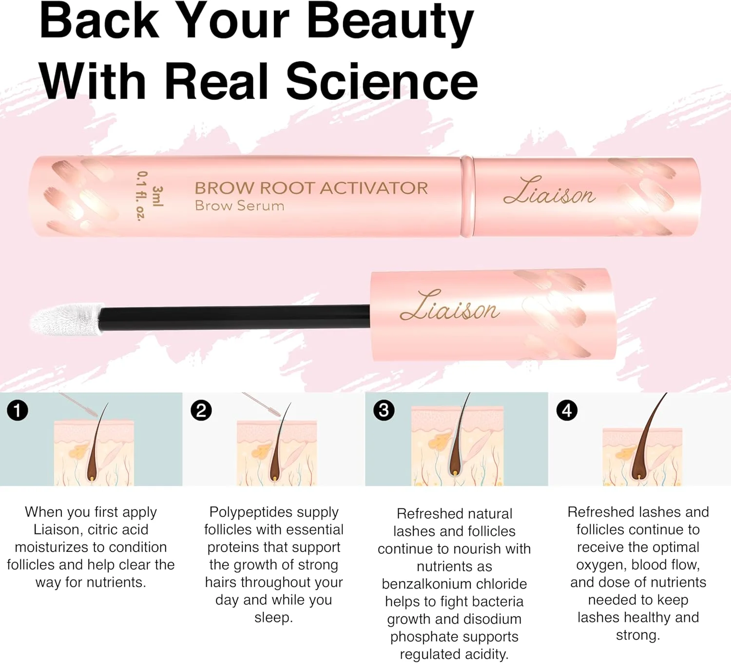 سرم تقویت کننده ابرو Liaison Brow Bond - کمپلکس رشد ابرو - تقویت کننده برای ابروهای بلندتر، پرپشت تر و ضخیم تر - وگان، بدون تست حیوانی، بدون پارابن و بدون تالک - فرمول بدون ایجاد حساسیت