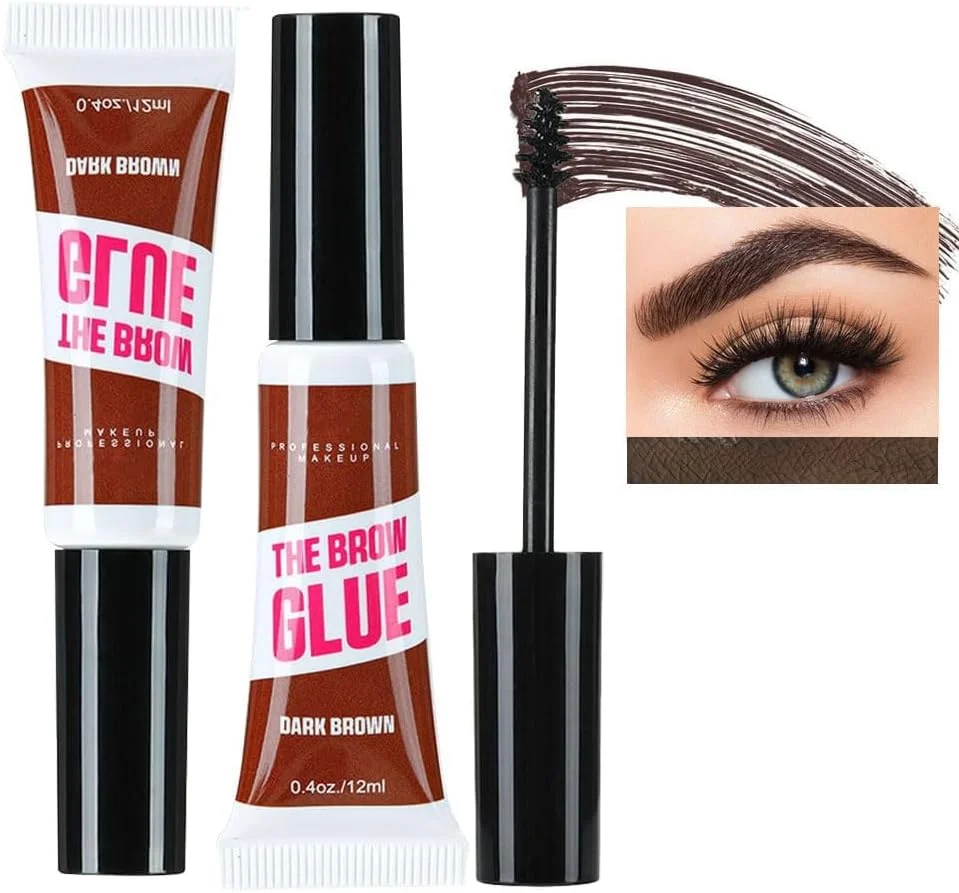 ست ژل ابروی رنگی کاست ویو 2 عددی - ریمل ابروی ضد آب و ماندگار با برس برای ضخیم کردن و حالت دادن به رنگ قهوه ای مایل به خاکستری