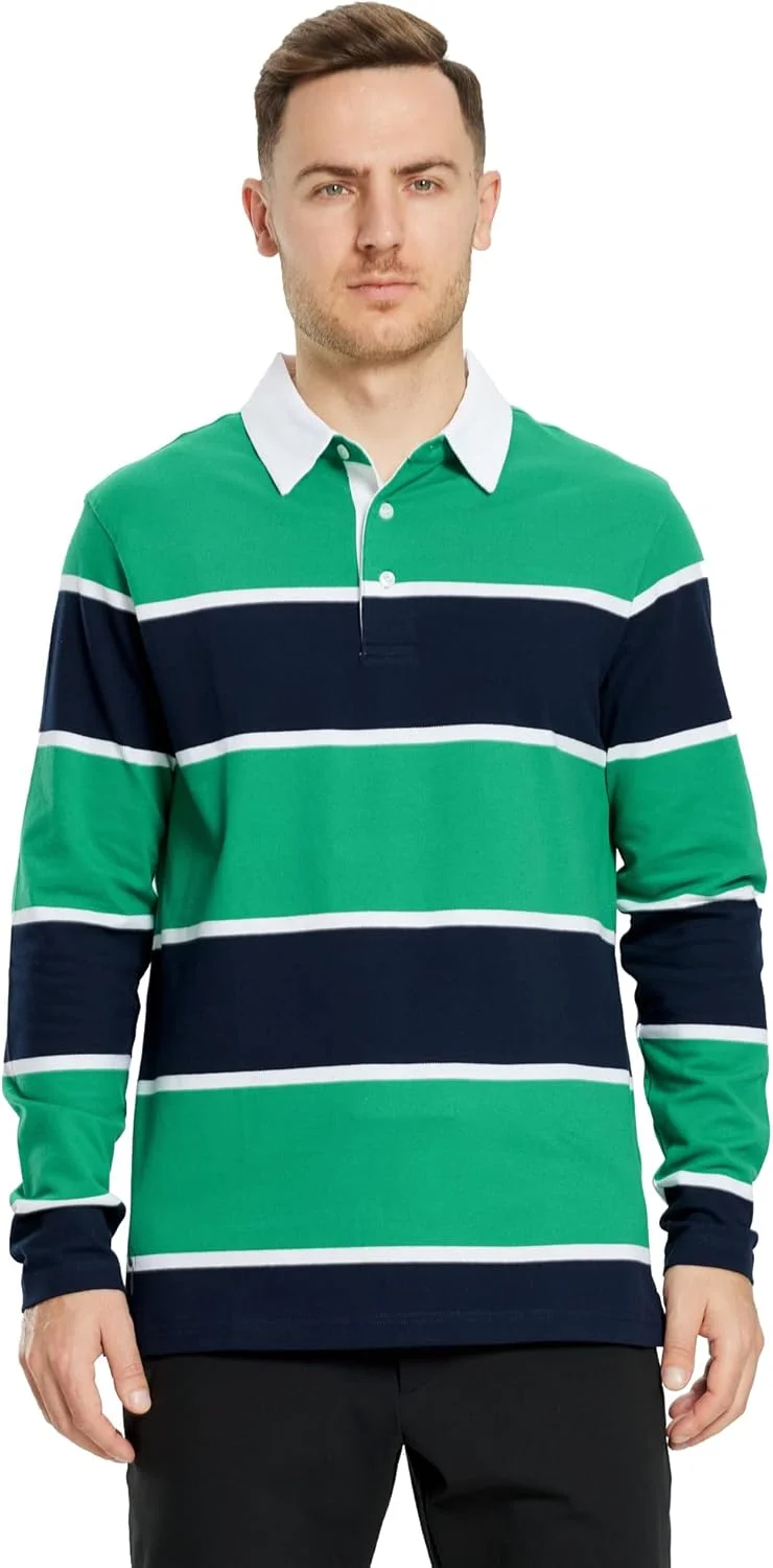 پولوشرت آستین بلند مردانه راه راه، مناسب گلف و استفاده روزمره