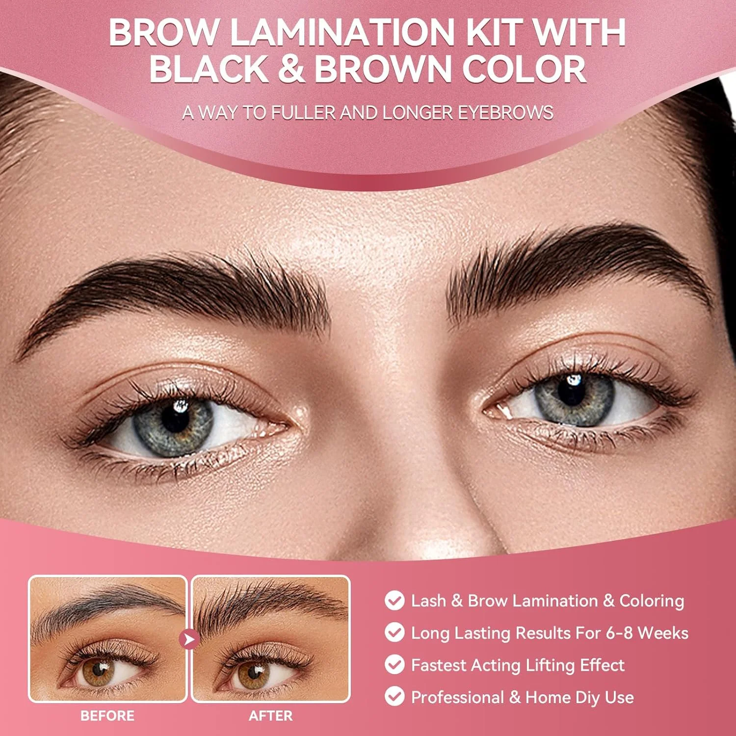 کیت لیفت ابرو MAKINGTEC، کیت لیفت ابرو 2 در 1 با رنگ مشکی و قهوه ای برای ابروهای ضخیم تر و پرتر، کیت فر کننده ابرو DIY حرفه ای مناسب استفاده در خانه و سالن، ماندگاری 6 هفته