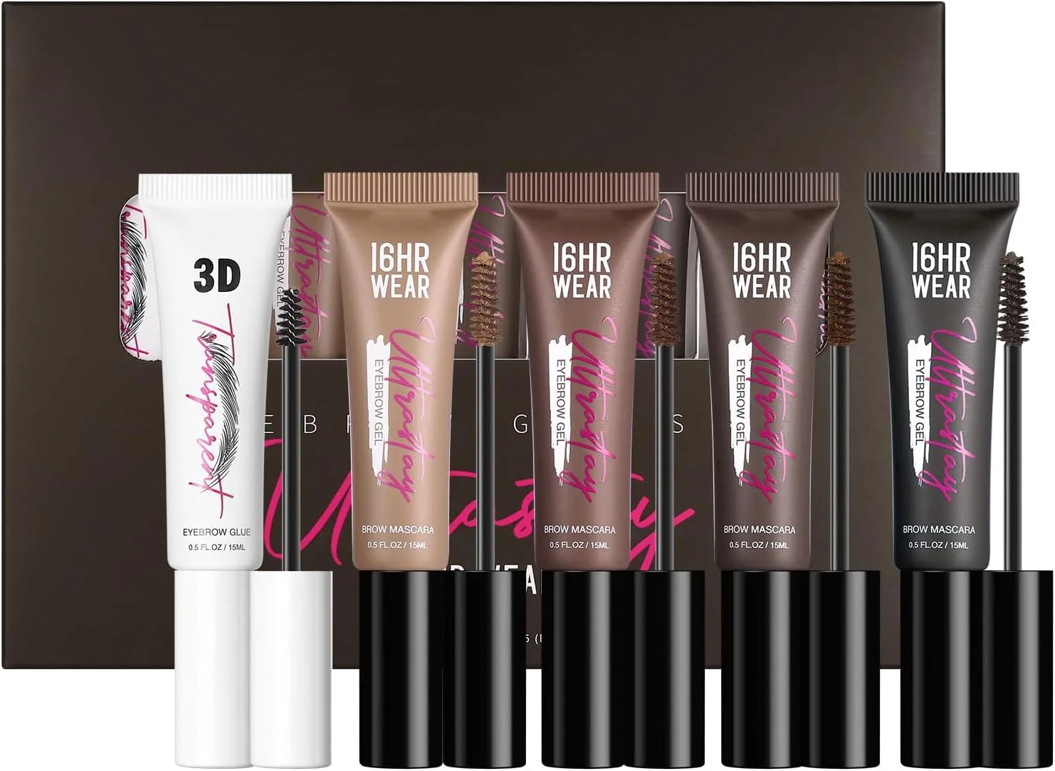 ست ژل ابرو سایوسی 5 عددی، کیت ژل ابرو رنگی ضد آب 4 رنگ کرم رنگ ابرو + 1 عدد چسب لمینت ماندگاری طولانی و ضد لک آرایش چشم