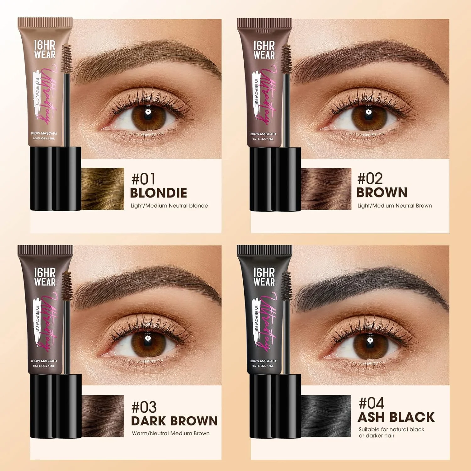 ست ژل ابرو سایوسی 5 عددی، کیت ژل ابرو رنگی ضد آب 4 رنگ کرم رنگ ابرو + 1 عدد چسب لمینت ماندگاری طولانی و ضد لک آرایش چشم