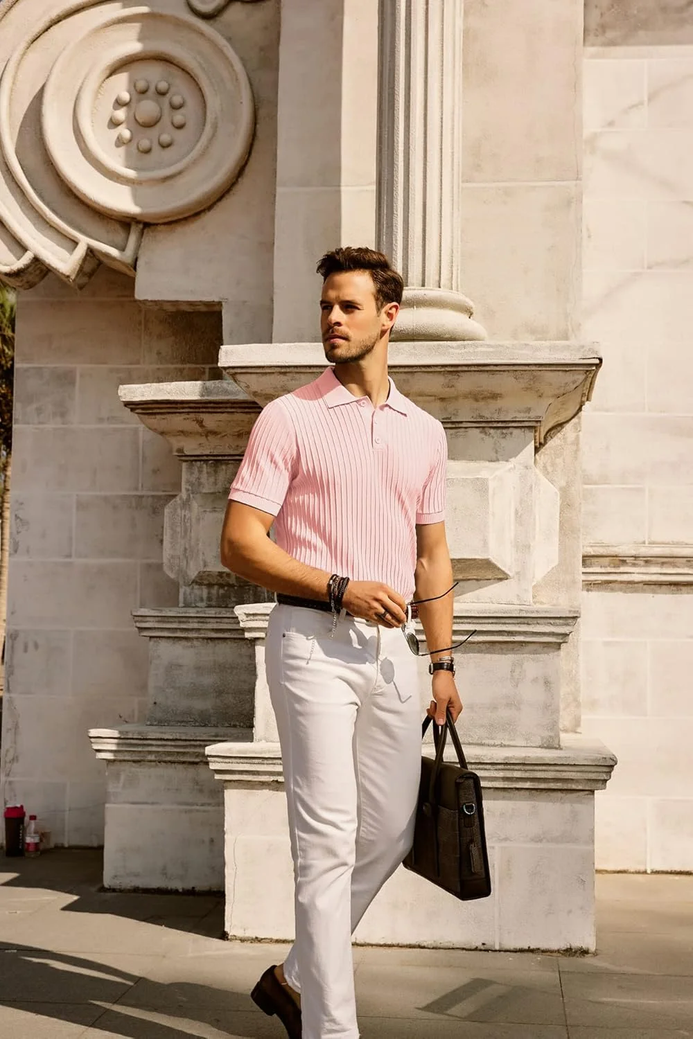 پولوشرت بافتنی مردانه پی جی پاول جونز، آستین کوتاه، تن خور معمولی، مناسب گلف و تنفس پذیر