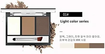 MHZZ پالت سایه ابرو 3 رنگ جدید زنانه، پودر حرفه ای/سایه آرایشی ابرو به همراه برس (رنگ: سفید)