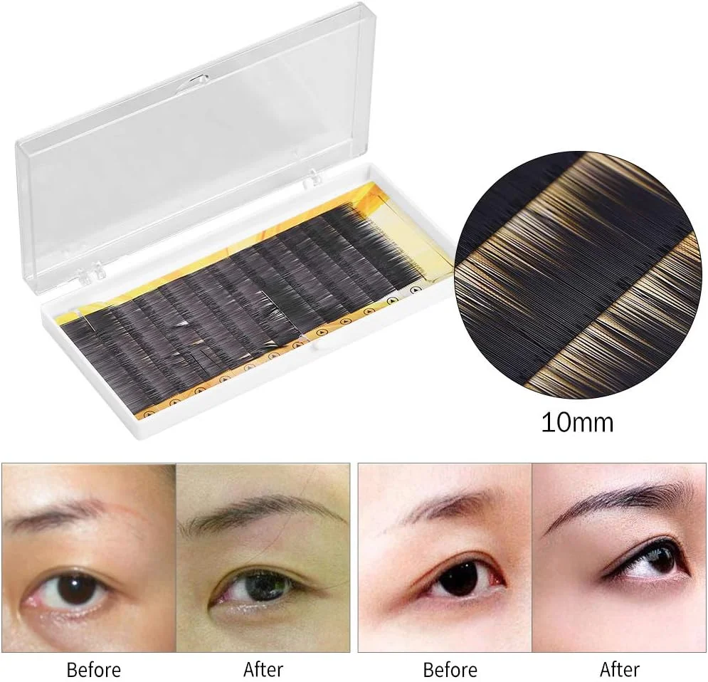 اکستنشن ابرو GIDEO، ابروی مصنوعی با جعبه پلاستیکی، اکستنشن مژه ابرو، تقویت کننده ابروی مصنوعی، ضد گرد و غبار و بهداشتی 9mm / 10mm / 11mm مشکی (10mm)