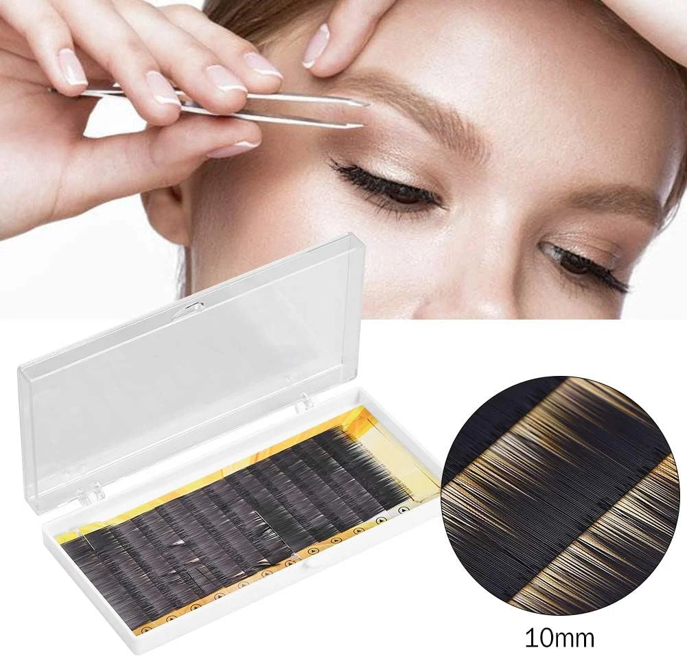 اکستنشن ابرو GIDEO، ابروی مصنوعی با جعبه پلاستیکی، اکستنشن مژه ابرو، تقویت کننده ابروی مصنوعی، ضد گرد و غبار و بهداشتی 9mm / 10mm / 11mm مشکی (10mm)