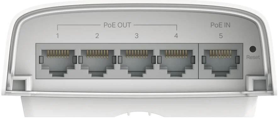 سوئیچ هوشمند 5 پورت گیگابیتی TP-Link Omada با 1 پورت PoE++ ورودی و 4 پورت PoE+ خروجی، ظرفیت سوئیچینگ 10 گیگابیت بر ثانیه، حداکثر توان مصرفی 71.5 وات، محفظه ضد آب IP55، سفید | SG2005P-PD