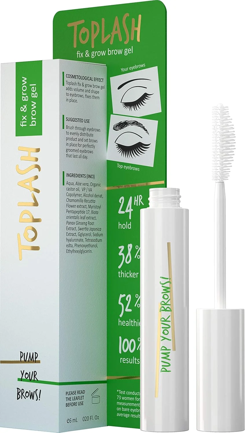 ژل ابرو فیکس اند گرو تاپلاش، تثبیت کننده شفاف در تمام طول روز، تقویت کننده رشد طبیعی، ضخامت و حجم