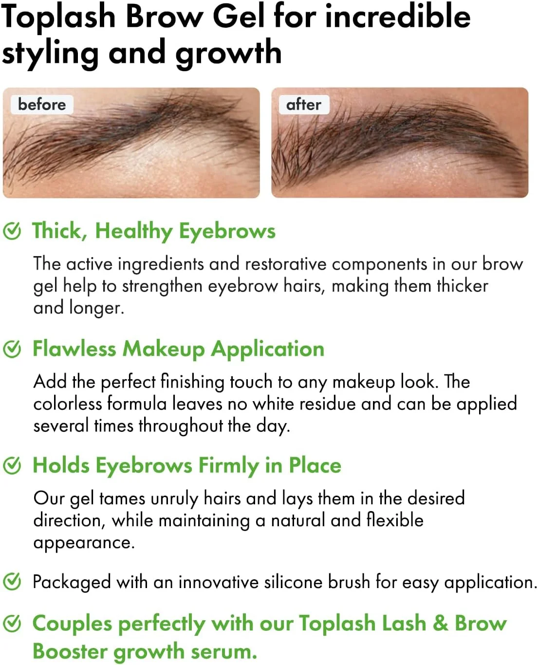 ژل ابرو فیکس اند گرو تاپلاش، تثبیت کننده شفاف در تمام طول روز، تقویت کننده رشد طبیعی، ضخامت و حجم