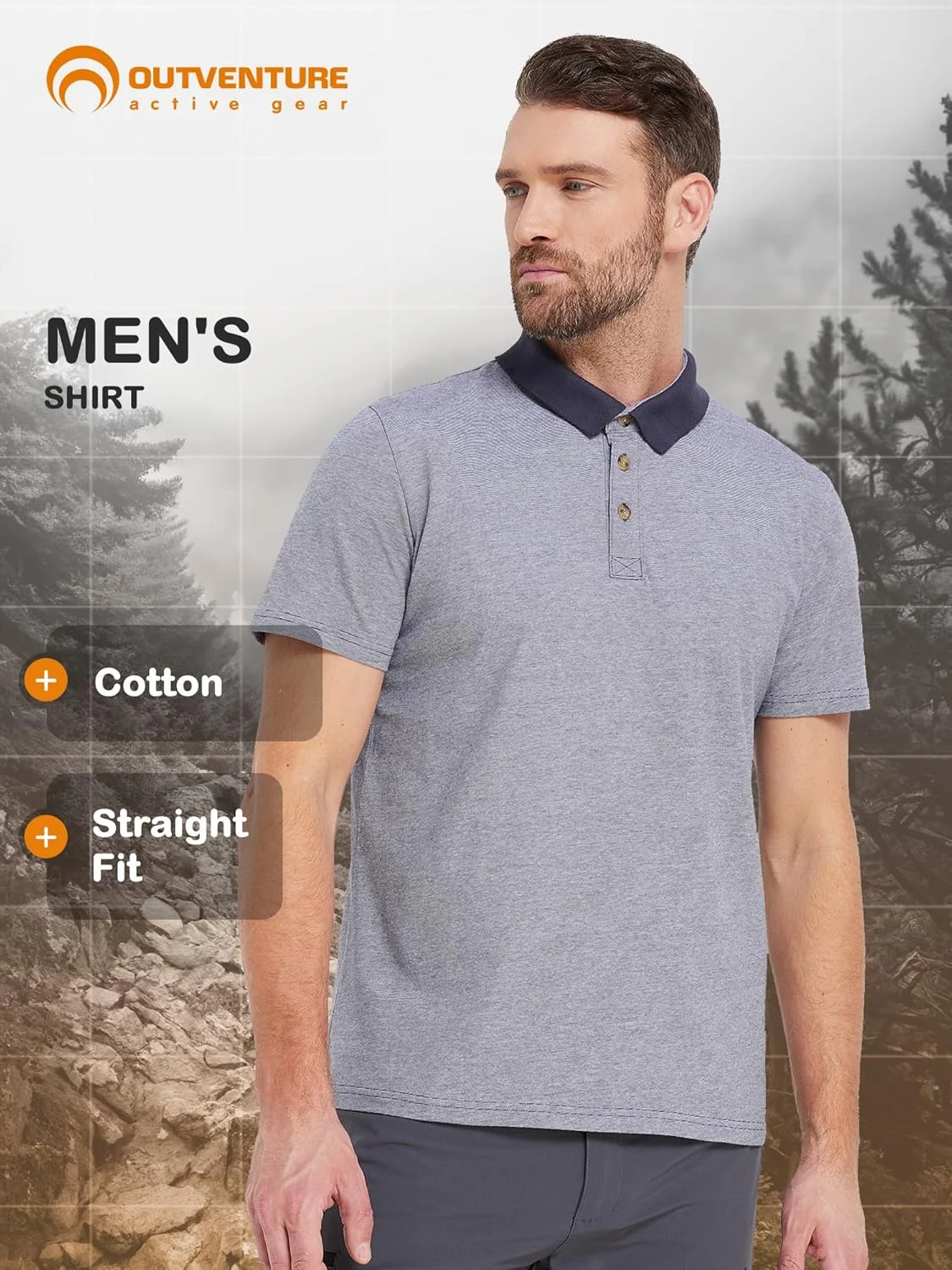 پولوشرت مردانه - ترکیب پنبه ای سبک و تنفس پذیر، برش کلاسیک، یقه نرم، استایل کژوال راحت برای کار، مسافرت و استفاده روزمره