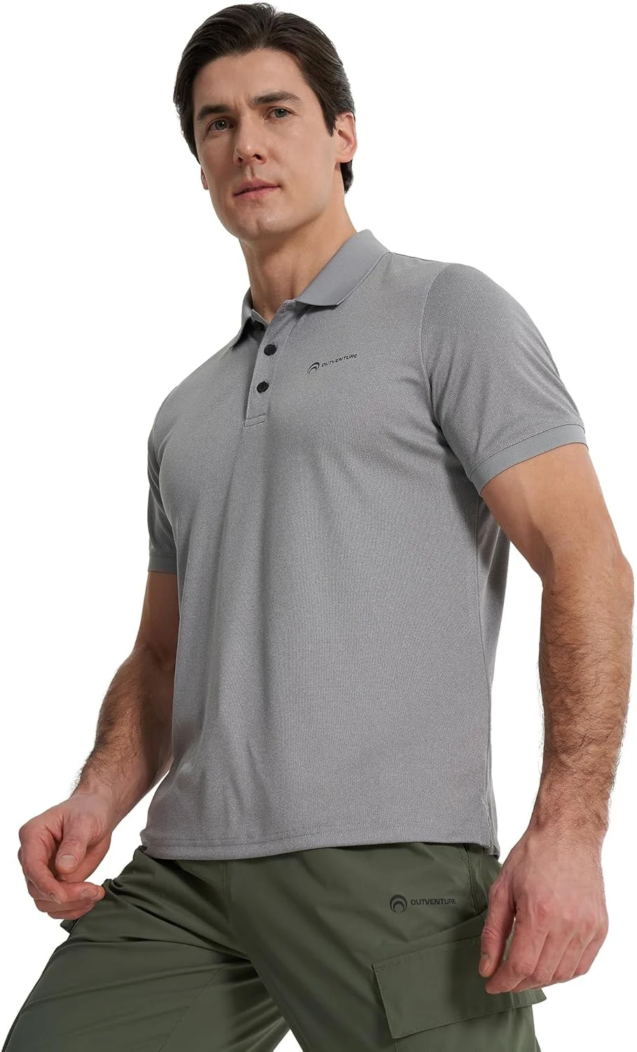 پولوشرت مردانه خاکستری، مناسب فعالیت در فضای باز، با قابلیت جذب رطوبت و خشک شدن سریع، بادوام و راحت برای فعالیت های خارج از منزل و مسافرت