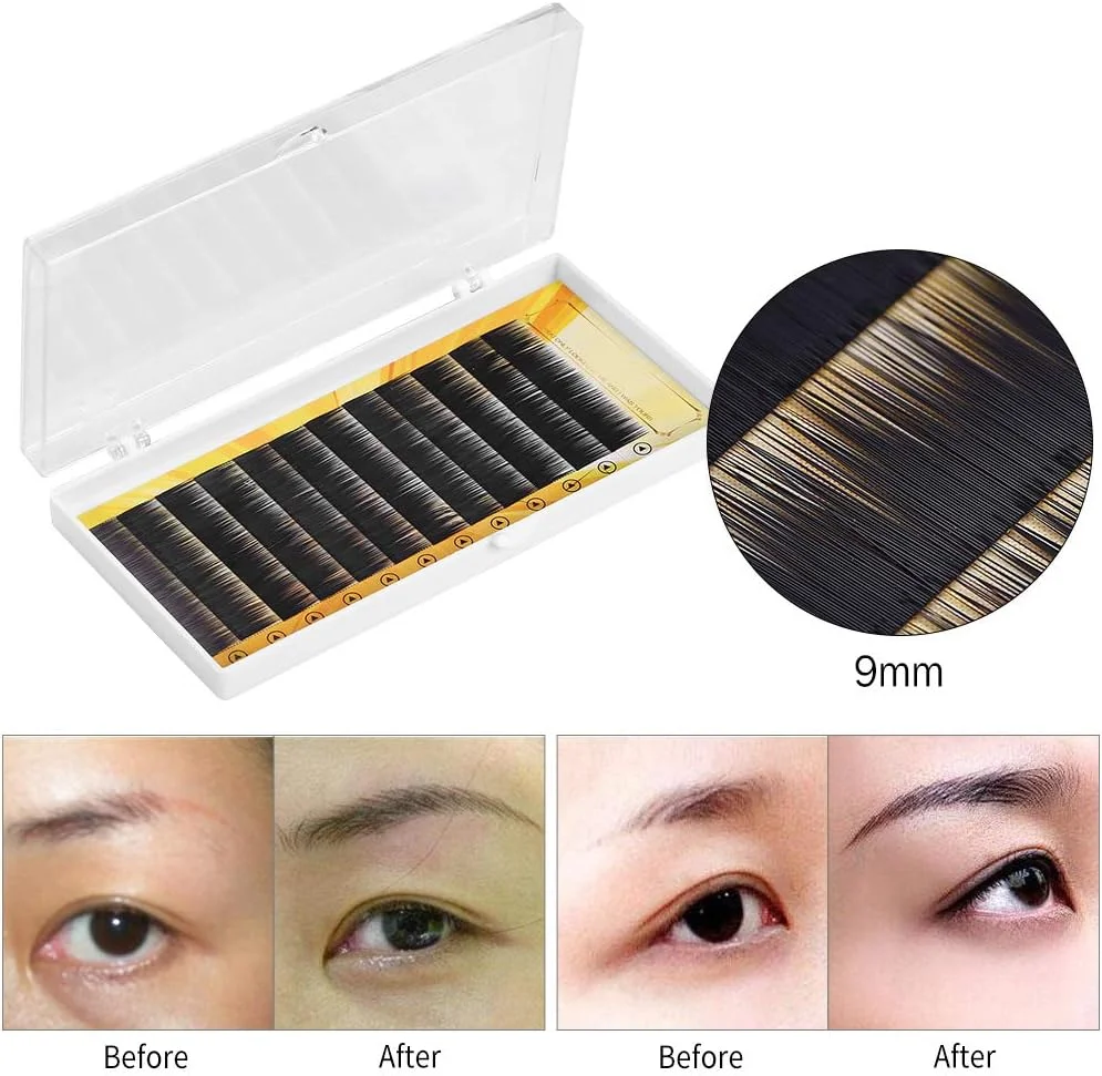 ابرو مصنوعی سه بعدی، اکستنشن ابرو مصنوعی طبیعی و قابل استفاده مجدد، ابروهای مصنوعی مشکی دست ساز تکی 12 عددی (9 میلی متر)