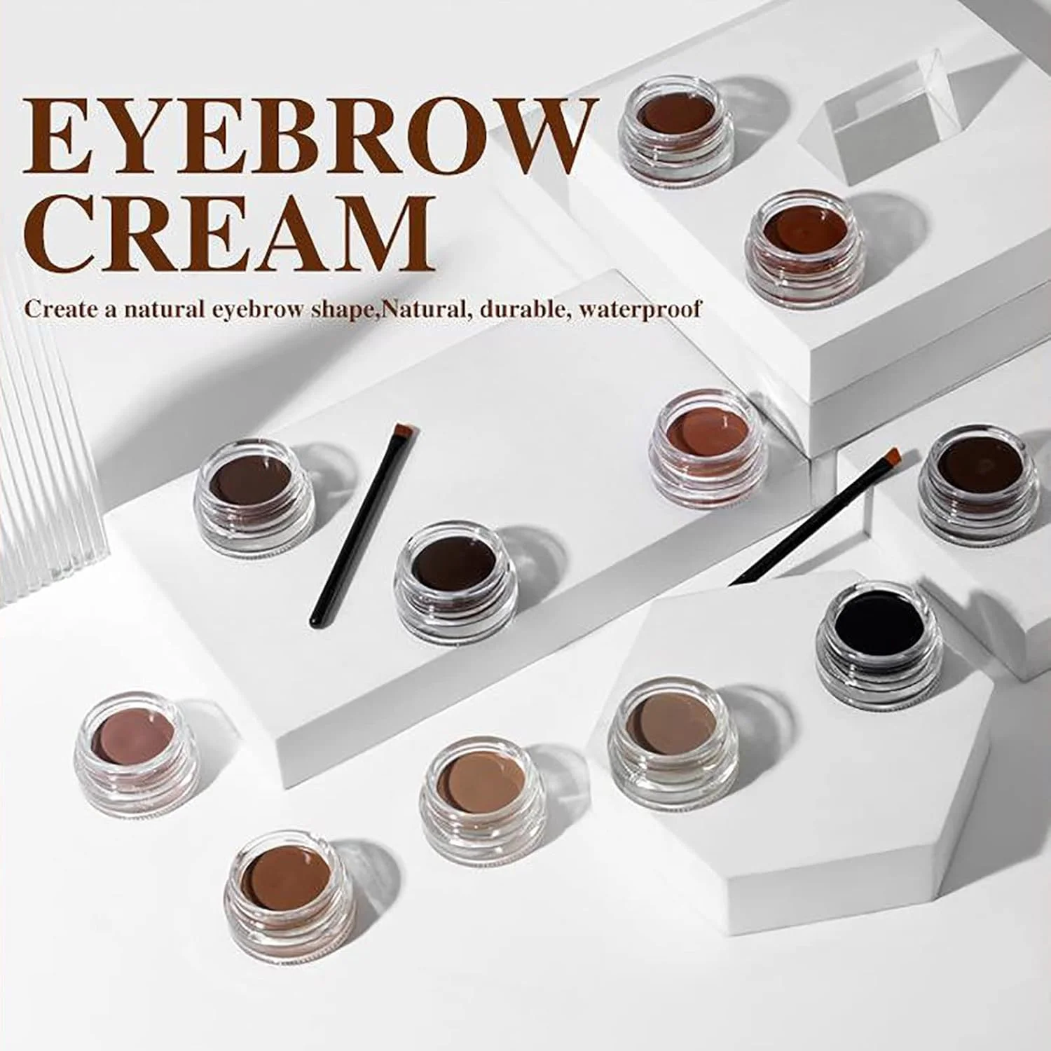 کرم ژل ابرو به همراه برس، فرمول ضد آب، ضد لک و مقاوم در برابر تعریق، پماد کرمی ابرو برای پر کردن و حالت دادن به ابروهای رنگی، تقویت کننده ابرو، آرایش صاف و یکدست ابرو