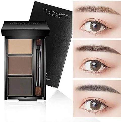 MHZZ پودر ابرو 1 عددی، 3 رنگ، طبیعی، ضد آب، بدون ریزش، تقویت کننده ابرو، سایه کانتور بینی به همراه برس، آرایش TSLM2 (رنگ: 1 عدد)