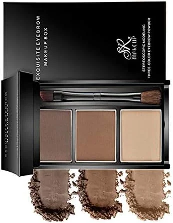 MHZZ پودر ابرو 1 عددی، 3 رنگ، طبیعی، ضد آب، بدون ریزش، تقویت کننده ابرو، سایه کانتور بینی به همراه برس، آرایش TSLM2 (رنگ: 1 عدد)