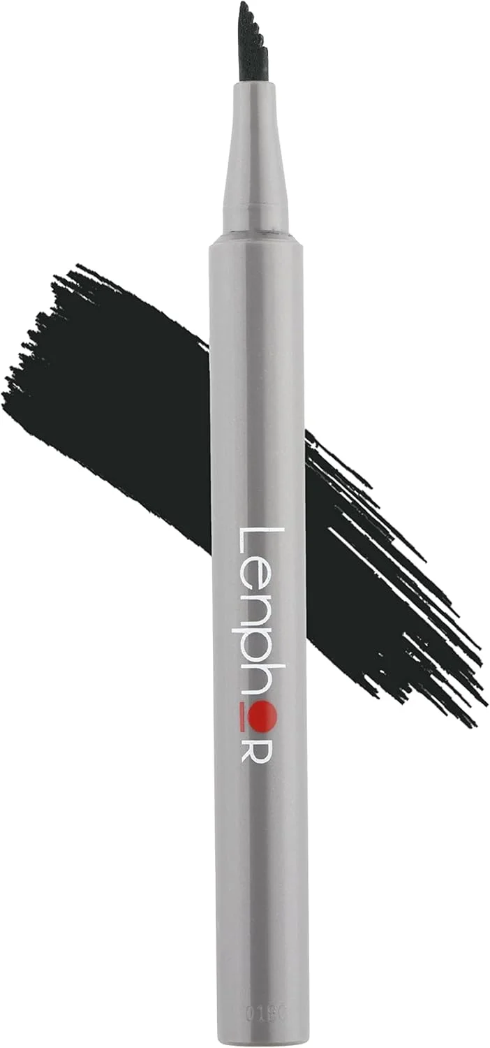 قلم طراحی ابرو لنفور Get Set، تقویت کننده ابرو با عملکرد پر کردن ابرو، ضد لک، ماندگاری طولانی و ضد آب، قلم آرایش چشم، حالت دهنده ابرو برای زنان و دختران، مشکی، 1.2 میلی لیتر