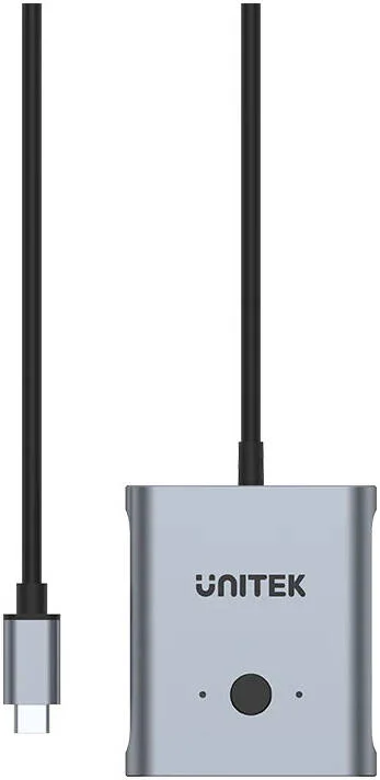 سوئیچ دو طرفه USB-C یونیتک، رزولوشن UHD 4K@144Hz، انتقال داده و نمایشگر 10Gbps، توان تحویل نیرو تا 100W، سوئیچ تک کلیدی، بدنه آلیاژ آلومینیوم، طول کابل 50cm، خاکستری فضایی | D1078A