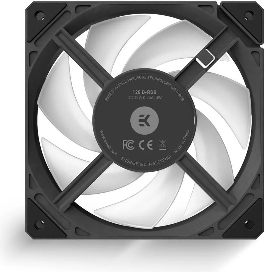 فن کامپیوتر EKWB EK-Loop Fan FPT 120 D-RGB 120mm، سرعت فن 550 – 2300 دور در دقیقه، حداکثر جریان هوا 77.00 CFM، بلبرینگ دینامیکی سیال، عملکرد LED D-RGB، چرخه وظیفه PWM 20-100٪، مشکی | 3831109897546