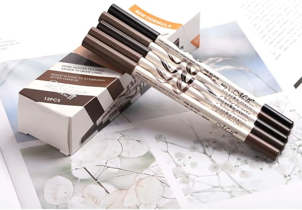 مداد ابرو منو MHZZ، ماژیک ابرو ضد آب، تاتو ابرو برای ابروها، 5 رنگ، قلم رنگی تقویت کننده، ماندگاری طولانی (رنگ: 01)