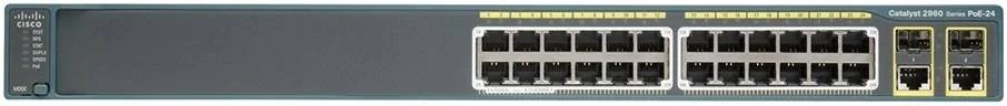 Cisco Catalyst WS-C2960-24PC-S LAN Lite Switch, 24x 10/100 PoE Ports, 370W PoE Power, 2x SFP 1G Uplink, 16 Gbps, Rack-mount 1U | WS-C2960+24PC-S